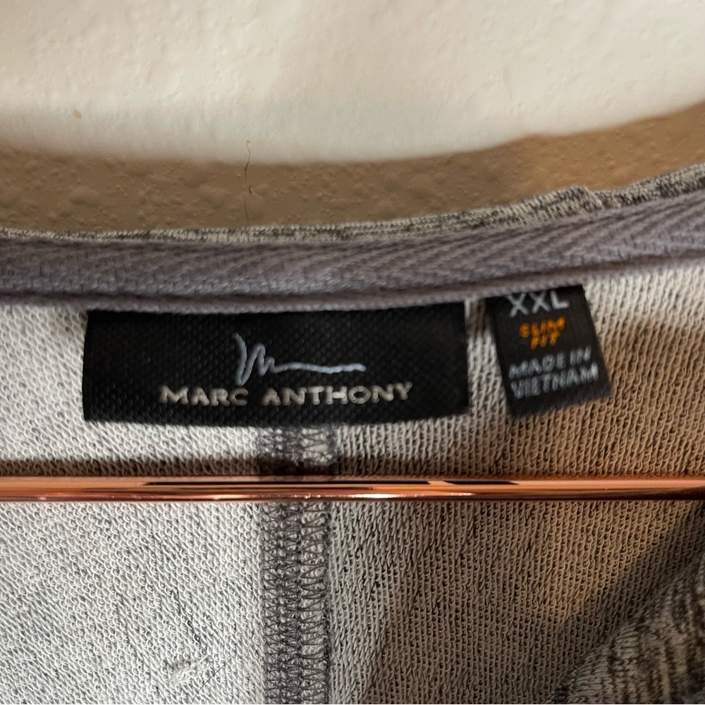 Marc Anthony Slim Fit Knit Lightweight Hooded Zipper Jacket Gray Black Zippered - Picture 10 of 13